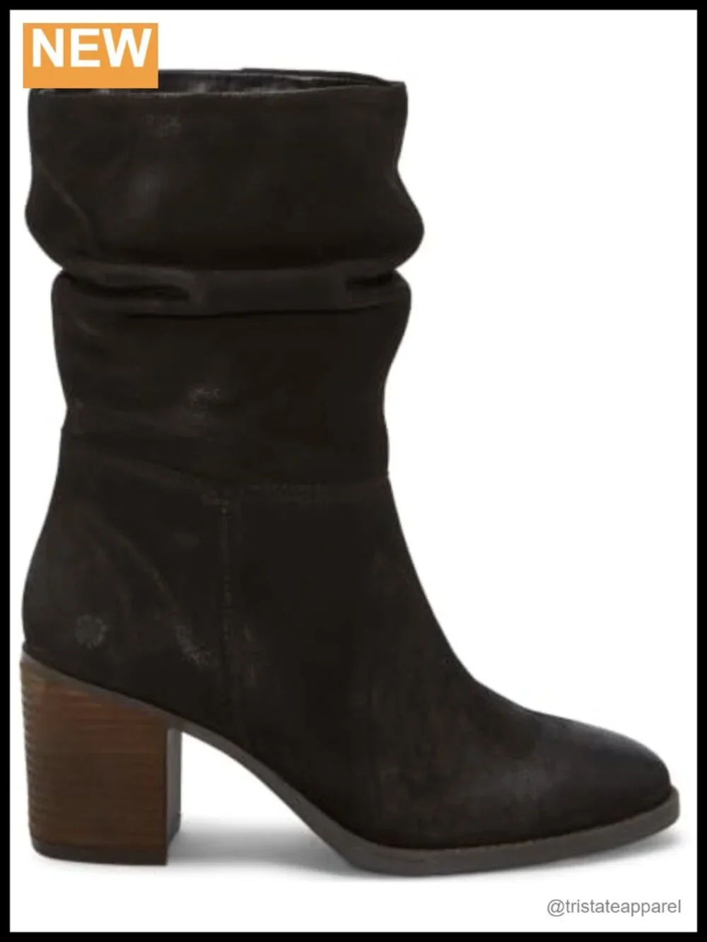 Lucky Brand Bitsie Suede Ankle Bootie Pull-On Stacked Heel